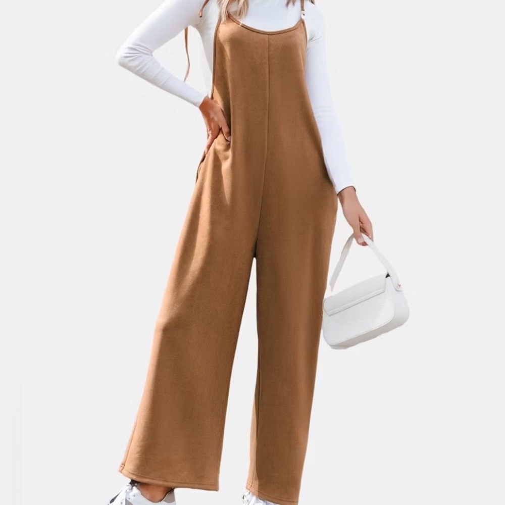 Cupshe Women's Camel Wide-Leg Jumpsuit